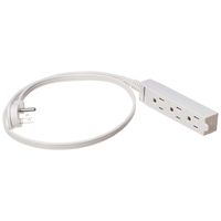 AmazonBasics Indoor 3 Prong Extension Power Cord Strip - Flat Plug, Grounded, 3 Foot, Pack of 2, White
