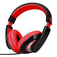 RockPapa Over Ear Stereo Headphones Earphones for Adults Kids Childs Teens, Adjustable, Heavy Deep Bass for iPhone iPod iPad MacBook Surface MP3 DVD Smartphones Laptop (Black/Red)