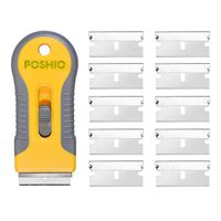 FOSHIO Plastic Retractable Razor Blade Scraper for Glass Adhesive Removing with 10pcs Extra Spare Blades, Professional Window Tint Vinyl Wrapping Tools