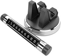 2019 New Luminous Temporary Stop Sign Rotate Hidden Moving Car Mobile Phone Number Plate Universal Car Phone Holder 360° Rotation Parking Number Plate Car Decoration Accessories (Silver)