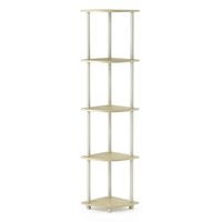 Furinno Turn-N-Tube 5 Tier Corner Display Rack Multipurpose Shelving Unit, Cream Faux Marble/White