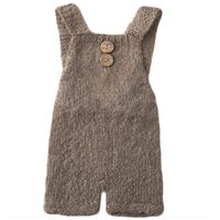 Baby Photography Props Boy Girl Photo Shoot Outfits Newborn Crochet Costume Infant Knitted Clothes Mohair Rompers (Brown)