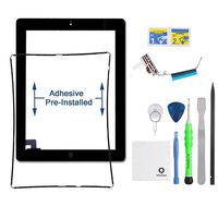 Fixcracked Touch Screen Replacement Parts Digitizer Glass Assembly for Ipad 2 + WIFI Antenna Cable and Professional Tool Kit(Black）