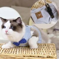 Stock Show Cat/Dog Walking Jackets Cat Harness Vest and Matching Lead Leash Set with Cute Bowtie, Detachable Leash Reteo British Style Hareness for Puppy Mediums Dogs Cats (S, Light Blue)