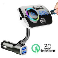 Dual USB Charging Port Car Charger Bluetooth FM Transmitter for Car Wireless FM Radio Transmitter Adapter Car Kit with Hands Free Calls Support Aux Input/Output TF Card USB Disk