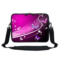 Meffort Inc 13 13.3 Inch Neoprene Laptop/Ultrabook/Chromebook Bag Carrying Sleeve with Hidden Handle and Adjustable Shoulder Strap - Pink Butterfly 1
