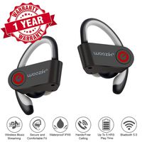 True Wireless Earbuds, Woozik Relay Bluetooth 5.0 Headphones, Waterproof Sport TWS Headset, Stereo Earphones with Microphone, Long Playtime for Gym Running and Workouts for iOS Android
