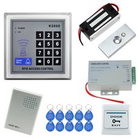 HFeng Door Access Control Entry System Kit RFID 125KHz Keypad Reader Power Supply Controller+60KG Magnetic Door Lock Door Bell 500 Users+10pcs RFID Key fobs Token