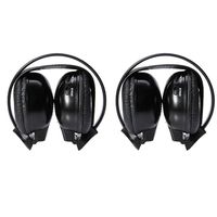 Two Pack of Two Channel Folding Universal Headphone for Car Radio Audio DVD Listening Headsets Universal Rear Entertainment System Infrared Earphones