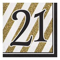 Creative Converting 317538, Black and Gold 16-Count Paper Lunch Napkins, 21, One size