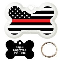 RED LINE FLAG - CUSTOMIZED - PET TAG - BONE SHAPE - TAG-Z DOG TAGS
