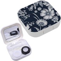 Portable Contact Lens Case Box Travel Kit Mirror + Bottle + Tweezers Container Holder [ Fabrics ]