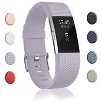 Bands Replacement Compatible for Fitbit Charge 2, Adjustable Wrist Accessories Sport Wristbands for Women&Men (Lavender-D, Large)