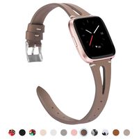 TOYOUTHS Leather Strap Compatible with Fitbit Versa/Versa 2/Versa Lite/Versa SE Bands for Women Men Genuine Leather Breathable Wristbands with Ventilated Hole Replacement Accessories Tan