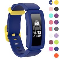 GVFM Compatible with Fitbit Ace 2 Bands for Kids 6+, Soft Silicone Bracelet Accessories Sport Strap Boys Wristbands Compatible for Fitbit Inspire HR & Ace 2 (Blue (Yellow Fastener Ring))
