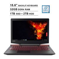 2019 Lenovo Legion Y720 15.6 Inch FHD 1080P Gaming Laptop (Inter Quad-Core i7-7700HQ up to 3.8GHz, 32GB DDR4 RAM, 1TB SSD (Boot) + 2TB HDD, GeForce GTX 1060 6GB, Backlit KB, Windows 10) (Black)