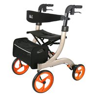 QAZSDF Folding Four-Wheeled Roller Walker with Seat and Backrest Adjustable Height Limited Mobility for Elderly Shopping Portable Lightweight Shopping Cart (Color : Glod)