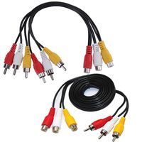 3 RCA Male Jack to 6 RCA Female Plug Splitter Audio Video Av Adapter Cable with Extended line