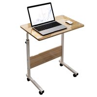 DlandHome Mobile Side Table 31.4 Inches w/Wheels Adjustable Movable Portable Laptop Computer Stand for Bed Sofa, Oak, 05-1