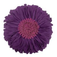 JWH 3D Sunflower Applique Accent Pillow Handmade Cushion Round Decorative Pillowcase Home Bed Living Room Couch Chair Decor Festival Gift 13 Inch / 33 cm Cotton Canvas Wool Solid SuedePurple