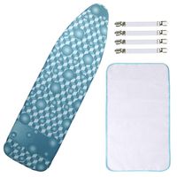 Dalykate Replacement Ironing Board Cover and Pad with Elastic Edge and Scorch and Stain Resistant Thick Padding 15x54 Standard Size Ironing Board Covers 4 Fasteners and 1 Protective Scorch Mesh Cloth