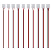 iCreating 8mm 2 Pin LED Strip Connector with Pigtail (10pcs), 3528 Flexible LED Connector Solderless Clamp On Pigtail Adapter for 8mm Wide SMD 3528 2835 Single Color Flexible LED Tape