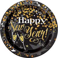 Unique 58055 tableware Paper Plate, 9", Black/Gold/Silver