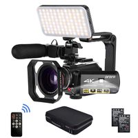 Camcorder 4k Video Camera, ORDRO HD 1080P 60FPS Vlog Camera IR Night Vision Video Recorder 3.1'' IPS WiFi Camcorder with Microphone, LED Light, Wide-Angle Lens, Handheld Holder and Carrying Case