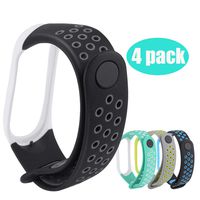 MIMEI 4 Pack Replacement Band for Xiaomi Mi Band 4/3, Breathable Sport Silicone Wristbands Bracelet for Woman Men Ventilate Sport Soft Wristband Wrist Strap