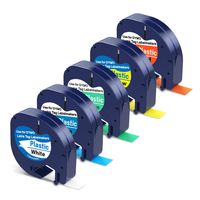 5 Pack DYMO LetraTag Refills 91201 91202 91203 91204 91205 Plastic Label Tape, 12mm x 4m (1/2 inch x 13 Feet) Compatible with Dymo LetraTag Plus LT100H LT100T QX50 Label Maker