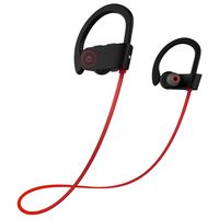 Bluetooth Headphones w/ Mic Wireless Noise Cancelling Earphones, Ezone IPX7 Waterproof HD Stereo Sweatproof Earbuds for Gym Running Workout 8 Hour Battery Headphones (Red)