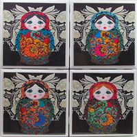 Personalized Ceramic Coaster - Doll - Set of 4 - Check Out More Designs by Typing in Made Perfect Coaster Company - We Carry Stone - Tile - Marble & Monogram Coaster