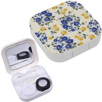 Portable Contact Lens Case Box Travel Kit Mirror + Bottle + Tweezers Container Holder [ Delicate Bouquets Small ]