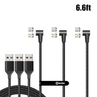 NetDot Gen12 L-Shape Micro USB and USB-C Magnetic Fast Charging Data Transfer Cable(L-Shape 6.6ft/3 Pack Black)
