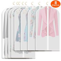 Refrze Moth Proof Garment Bags,Garment Cover,8 Pack Clear Garment Bags,Hanging Garment Bag, Dress Garment Bags for Storage or for Travel,Breathable Dust and Waterproof Garment Covers Clear 43 and 50 i