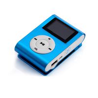 MP3 Player,Lisingtool Mini USB Clip LCD Screen Support 32GB Micro SD TF Card MP3 Player-Blue