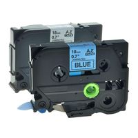 GREENCYCLE 2 Pack Compatible for Brother P-Touch Label Maker TZ TZe Laminated Tape 18mm Combo Set TZe-241 TZe-541 TZe TZ 241 541 PT-D400 PT-1890C 3/4 Inchx26.2 ft. (Set of Black Print on White Blue)