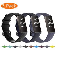 KingAcc Compatible Fitbit Charge 3 Bands, Soft Silicone Replacement Band for Fitbit Charge 3, Charge 3 SE, with Metal Buckle Wristband Strap Women Men (3-Pack,Large)