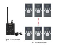 EXMAX 60-108MHz Portable DSP Stereo Wireless Headsets FM Radio Broadcast System for Tour Guide Teaching Meeting Training Travel Field Interpretation - 1 Transmitter and 50 Receivers Gray