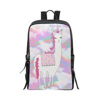 Bag Backpack Funny Pink Llama with Unicorn Horns Galaxy Pattern Daypacks
