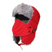 Wireless Bluetooth Trapper Hat, Winter Weatherproof Bluetooth Hunting Cap with Hands-Free Headset and Soft Faux Fur Charges via USB for Snowboarding, Skiing, Skating and Other Activities(Red)