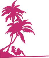hBARSCI Tropical Beach Vacation Vinyl Decal - 5 Inches - for Cars, Trucks, Windows, Laptops, Tablets, Outdoor-Grade 2.5mil Thick Vinyl - Pink