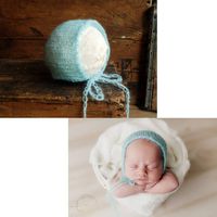 Newborn Mohair Bonnet, Photography Prop (Blue)