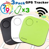 GPS Tracker for Pet, Mini Smart Key Finder Locattion Tracking, Square Anti Lost for Cat Dog Wallet Bag Luggage with App Control Alarm Patch Wireless Seeker Selfie Remote Shutter Long Battery Time 3pcs