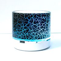 Led Light Bluetooth Round Mini 3W Portable BT Speaker with USB SD Card Slot Black