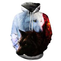 SPORTTIN Men's Plue Size 3D Print Wolves Hoodies Patchwork Long Sleeve Autumn Winter Sweatershirt Pullover(Multicolor,4XL)