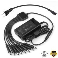 [UL Listed] TFDirect AC 100V - 240V To DC 12V 5A 60W Switching Power Supply Adapter 1 to 8 Power Splitter for Security Cameras and LED Strip Light