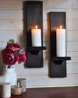 Handmade Wood Candle Holders | Wall Mount Rustic Candleholders | Floating Shelves | Wallmounted Pillar Candle Sconce | Hanging Shelf | Farmhouse Wall Decor | Large Wooden Sconces