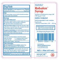 [2 PACK] ROBAFEN?MUCUS AND CHEST CONGESTION GUAIFENESIN 100MG/5ML 1 PINT (16 OUNCES) X 2 BOTTLES *COMPARE TO THE SAME ACTIVE INGREDIENTS FOUND IN ROBITUSSIN?AND SAVE* by Major Pharmaceuticals @