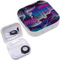 Portable Contact Lens Case Box Travel Kit Mirror + Bottle + Tweezers Container Holder [ White Dotted ]